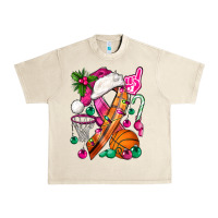 Sandshell Pink Christmas Breast Cancer Ribbon Basketball Urban Heavy Tee - BundleAndBundleShop