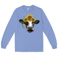 Colony Blue holstein cow with sunflower Long Sleeve Tee - BarkalooDesign