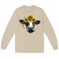 Mushroom holstein cow with sunflower Long Sleeve Tee - BarkalooDesign