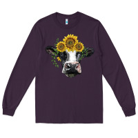 Plum holstein cow with sunflower Long Sleeve Tee - BarkalooDesign
