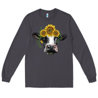 Smoke holstein cow with sunflower Long Sleeve Tee - BarkalooDesign