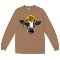 Toasted Coconut holstein cow with sunflower Long Sleeve Tee - BarkalooDesign