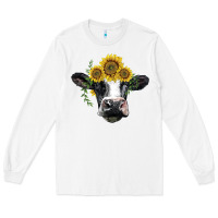 White holstein cow with sunflower Long Sleeve Tee - BarkalooDesign