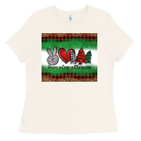 Bone Peace Love Christmas Trees Ladies Tee - Jasminsmagicworld