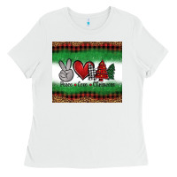 White Peace Love Christmas Trees Ladies Tee - Jasminsmagicworld