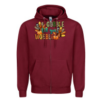 Burgundy gobble till you wobble Zipper Hoodie - CowGirlArtShop