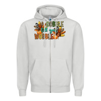 Dove Grey gobble till you wobble Zipper Hoodie - CowGirlArtShop