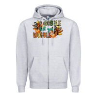 Heather Grey gobble till you wobble Zipper Hoodie - CowGirlArtShop