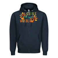 Navy gobble till you wobble Zipper Hoodie - CowGirlArtShop