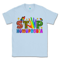 Dusty Blue Western Stop Homophobia Classic Tee - BundleAndBundleShop
