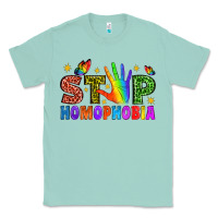 Seafoam Western Stop Homophobia Classic Tee - BundleAndBundleShop