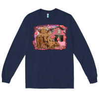 Navy valentines day mama cow and baby cows Long Sleeve Tee - RanaPortraitStore