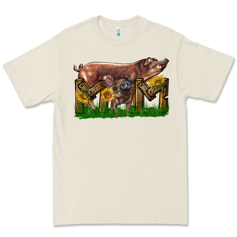 Western Mom With Duroc Pig And Baby Pig Premium Tee by LillyAllenDesigns | Teevron