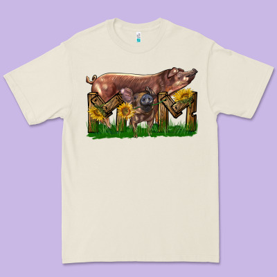 Western Mom With Duroc Pig And Baby Pig Premium Tee Designed By Lillyallendesigns