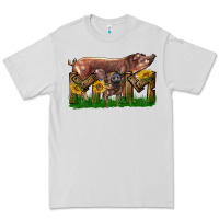 Dove Grey Western Mom With Duroc Pig And Baby Pig Premium Tee - LillyAllenDesigns