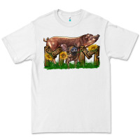 White Western Mom With Duroc Pig And Baby Pig Premium Tee - LillyAllenDesigns