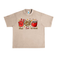 French Oak Peace Love Hot Chocolate Urban Heavy Tee - BundleAndBundleShop