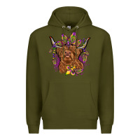 Army Green mardi gras cow Premium Hoodie - OliviaCreatesArt