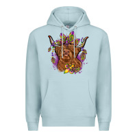 Blue Mist mardi gras cow Premium Hoodie - OliviaCreatesArt