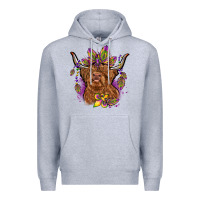 Heather Grey mardi gras cow Premium Hoodie - OliviaCreatesArt