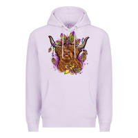Lilac mardi gras cow Premium Hoodie - OliviaCreatesArt