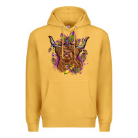 Mustard mardi gras cow Premium Hoodie - OliviaCreatesArt