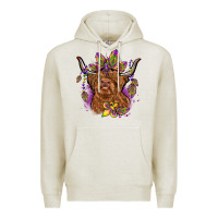Oatmeal Heather mardi gras cow Premium Hoodie - OliviaCreatesArt