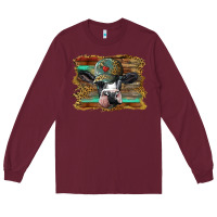Burgundy holstein cow with cap and leopard background Long Sleeve Tee - BarkalooDesign