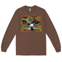 Chestnut holstein cow with cap and leopard background Long Sleeve Tee - BarkalooDesign