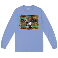 Colony Blue holstein cow with cap and leopard background Long Sleeve Tee - BarkalooDesign