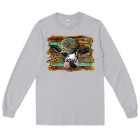 Moon Dust holstein cow with cap and leopard background Long Sleeve Tee - BarkalooDesign