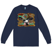Navy holstein cow with cap and leopard background Long Sleeve Tee - BarkalooDesign