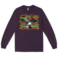 Plum holstein cow with cap and leopard background Long Sleeve Tee - BarkalooDesign