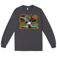 Smoke holstein cow with cap and leopard background Long Sleeve Tee - BarkalooDesign
