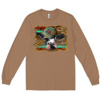 Toasted Coconut holstein cow with cap and leopard background Long Sleeve Tee - BarkalooDesign