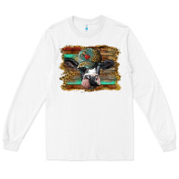 White holstein cow with cap and leopard background Long Sleeve Tee - BarkalooDesign