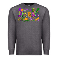 Charcoal Heather Nurse Mardi Gras Premium Sweatshirt - FaDigitalArtStudio