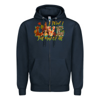 Navy i think i love fall most of all Zipper Hoodie - CowGirlArtShop