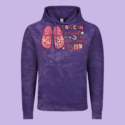 Pink Christmas Crocin' Around The Christmas Tree Vintage Hoodie Designed By Nancycooperartshop