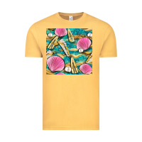 Vintage Mustard hair clasp and sea shells with leopard beach seamless pattern bbs Vintage Tee - BundleAndBundleShop