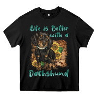 Black life is better with a dachshund Heavy Core Tee - BarkalooDesign