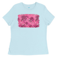Baby Blue Distressed breast cancer background Ladies Tee - Jasminsmagicworld