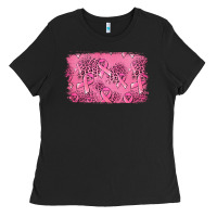 Black Distressed breast cancer background Ladies Tee - Jasminsmagicworld