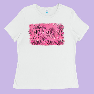 Distressed Breast Cancer Background Ladies Tee Designed By Jasminsmagicworld