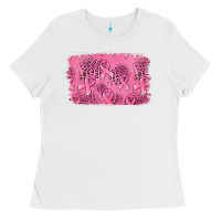 White Distressed breast cancer background Ladies Tee - Jasminsmagicworld