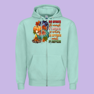 Bonfires Flannels Smores Campfires And Pu Zipper Hoodie Designed By Cowgirlartshop