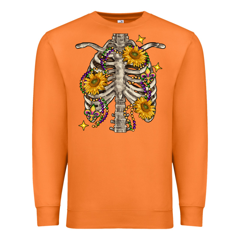 Mardi Gras Chest Sunflowers Skeleton Premium Sweatshirt by FaDigitalArtStudio | Teevron