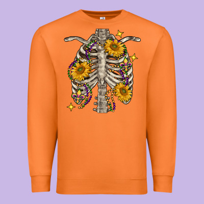 Mardi Gras Chest Sunflowers Skeleton Premium Sweatshirt Designed By Fadigitalartstudio
