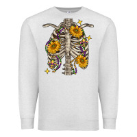 Oatmeal Heather Mardi Gras chest sunflowers skeleton Premium Sweatshirt - FaDigitalArtStudio