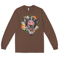 Chestnut baby pig floral wreath Long Sleeve Tee - BarkalooDesign